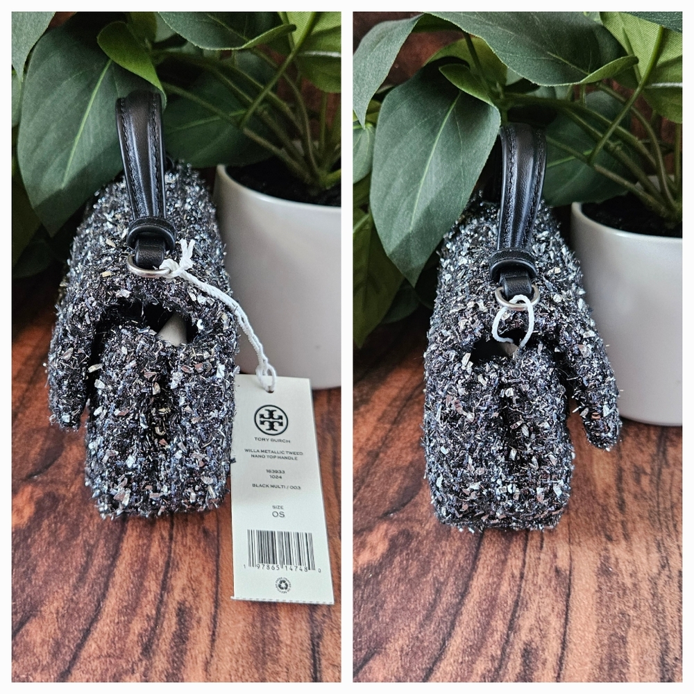 Tory Burch Willa metallic top handle  3 in 1 crossbody nwt nano bag Black multi - Picture 4 of 10